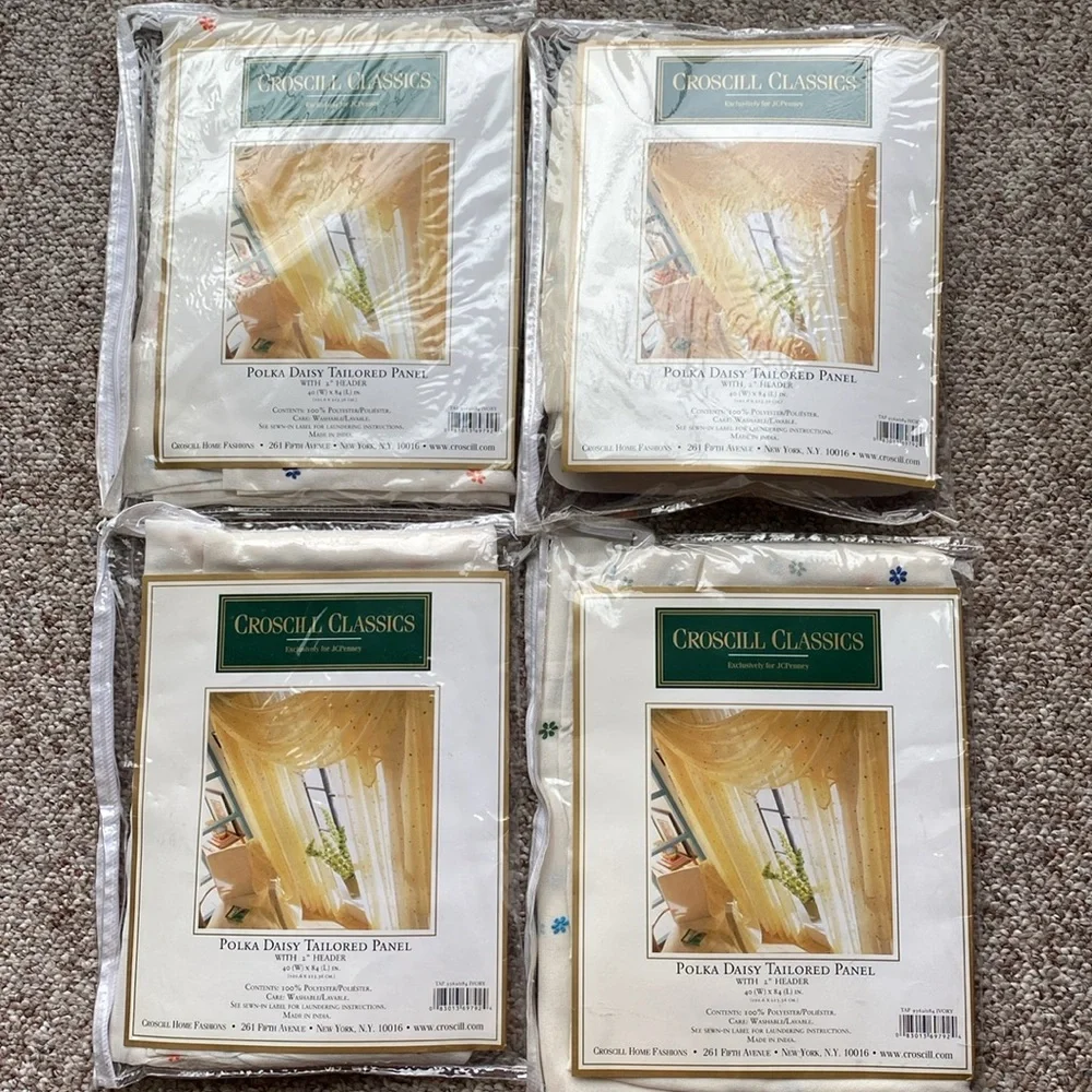 Croscill Polka Daisy Curtains 4 Panel Set 40x84 Floral Daisy Window Drapes